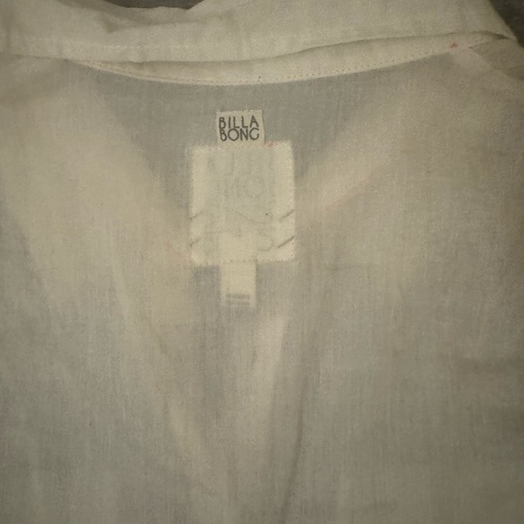 Vintage 90s Billabong White Sheer 100% Cotton Blouse with Hot Pink Stitch Size S - Picture 5 of 10